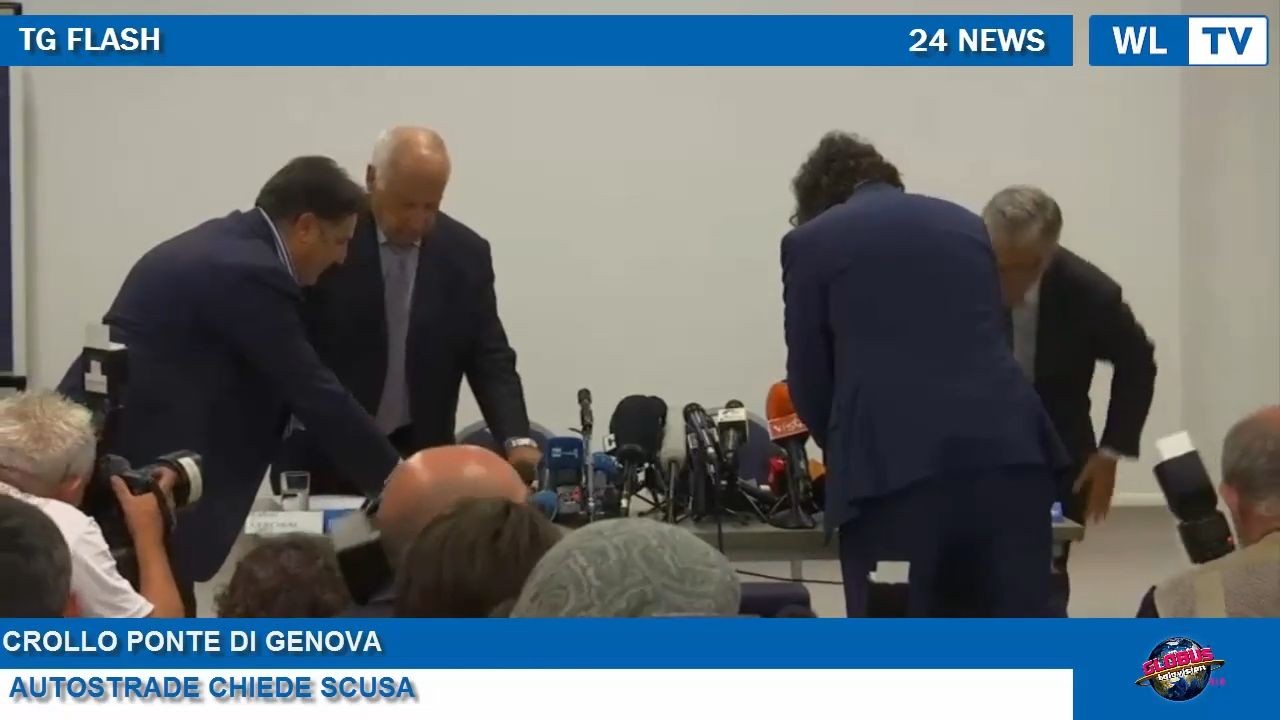 Crollo ponte, Autostrade chiede scusa In conferenza stampa il presidente Cerchiai e l’ad Castellucci-VIDEO-
