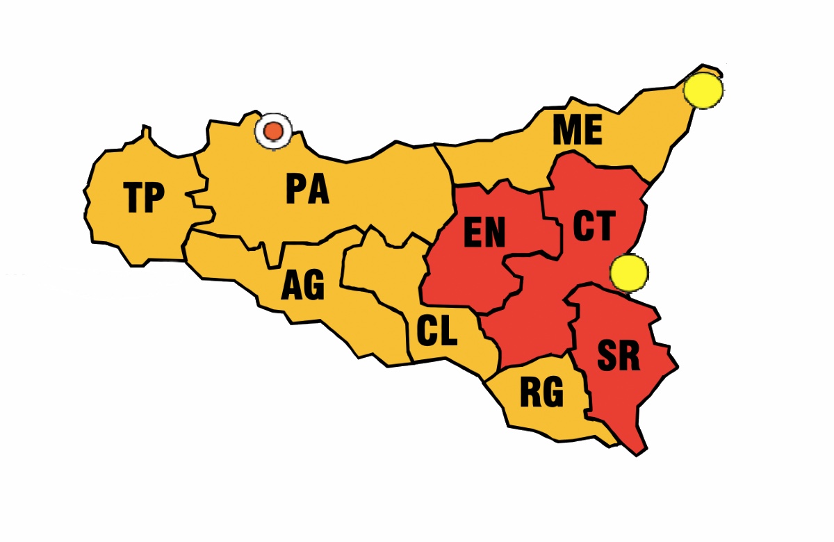 Sicilia – Allerta rossa a Catania, Enna e Siracusa