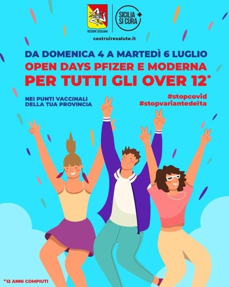 Vaccini: da domani al 6 luglio “open days” in Sicilia, dai 12 anni in su