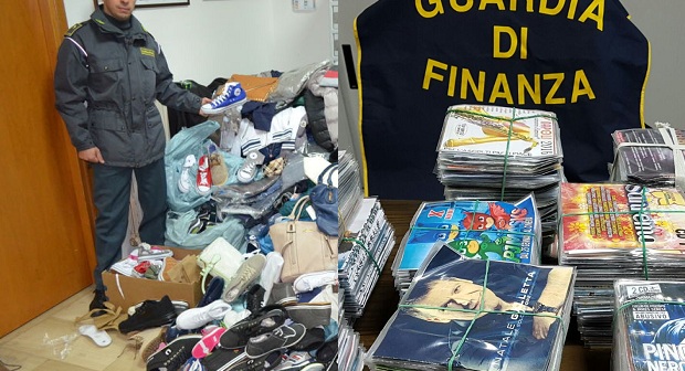 Siracusa – Gdf sequestra capi contraffatti e cd/dv privi del marchio Siae