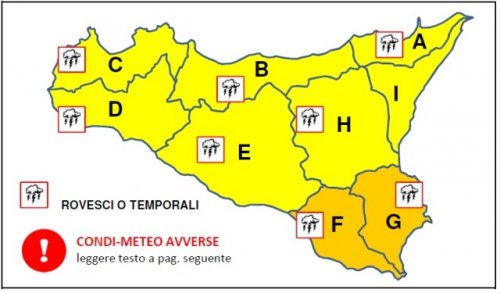 Allerta meteo arancione in provincia di Siracusa per domenica 8 maggio 2022 , previste precipitazioni e forti raffiche di vento