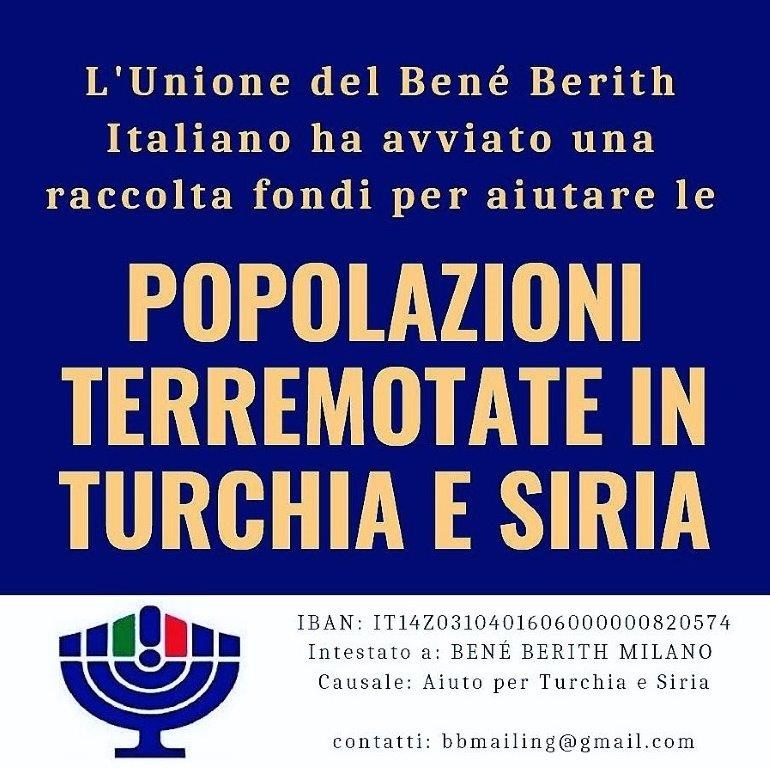 Terremoto Turchia e Siria: campagna di solidarieta’ a favore delle popolazioni colpite