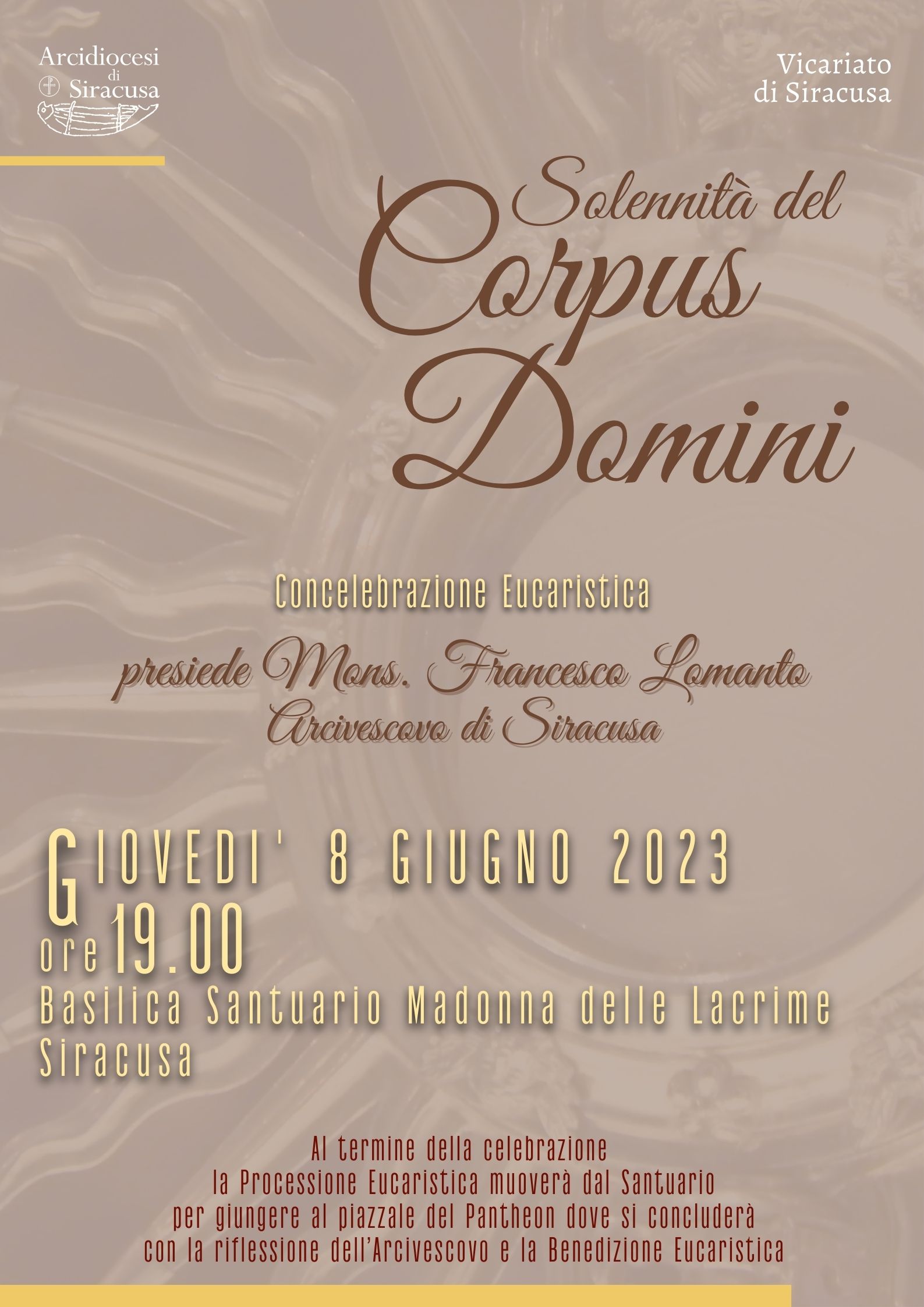 Arcidiocesi di Siracusa – Solennità del Corpus Domini