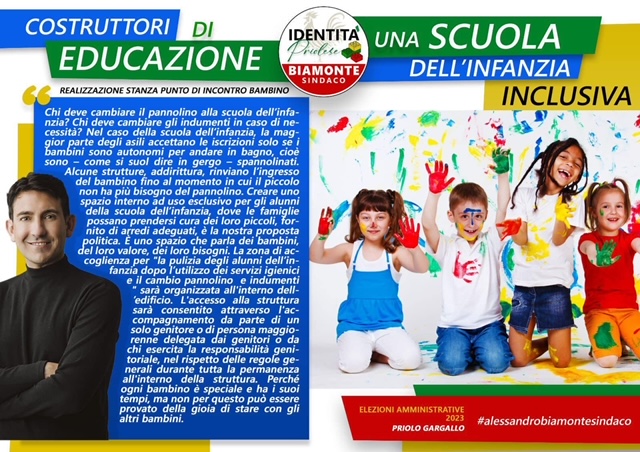 Identità priolese: “Una scuola dell’infanzia inclusiva e rispettosa dei “tempi” di ogni bambino”