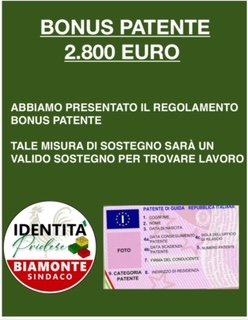 Priolo, pronto il bonus patente. Biamonte: “I nostri cittadini meritano il meglio”
