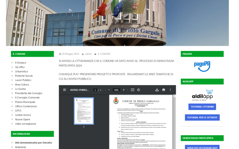 Priolo, democrazia partecipata: sul sito istituzionale il bando