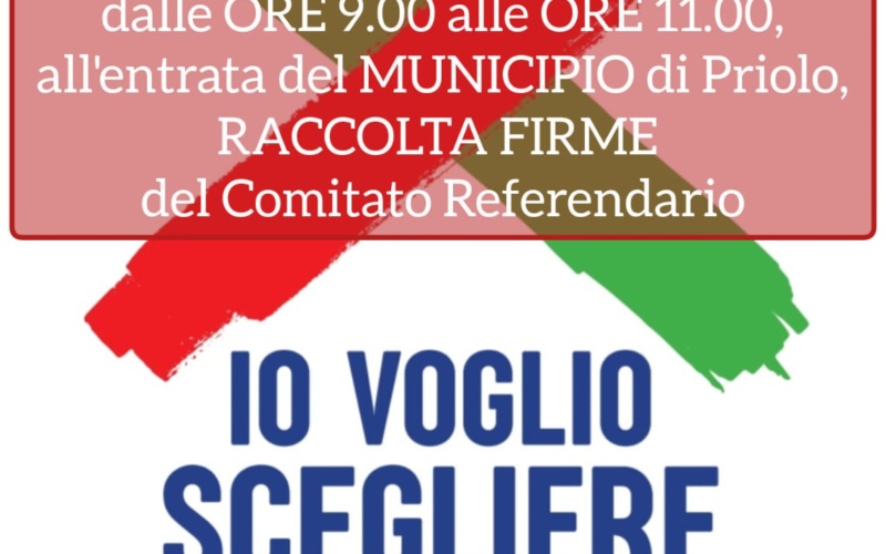 Anche Priolo a sostegno del comitato Referendario “Io voglio vivere”