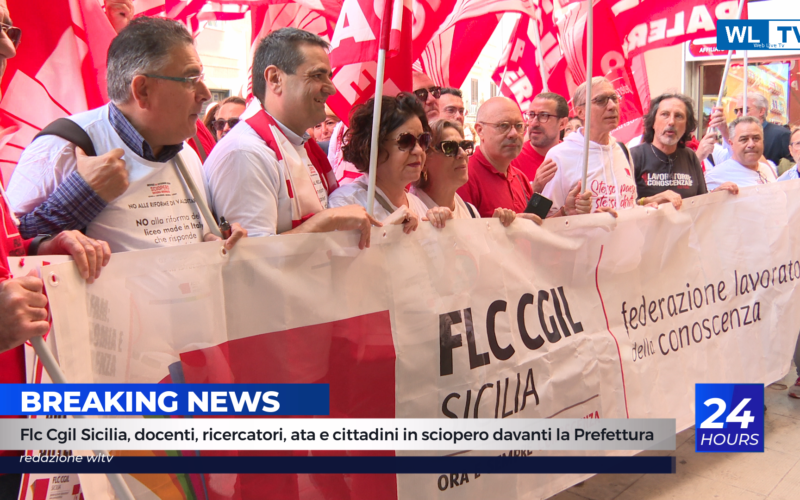 Flc Cgil Sicilia, docenti, ricercatori, ata e cittadini in sciopero davanti la Prefettura (VIDEO)