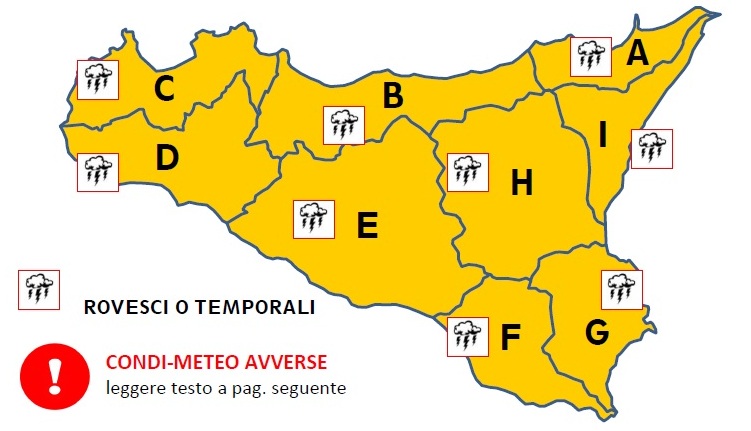 Maltempo, allerta arancione in tutta la Sicilia