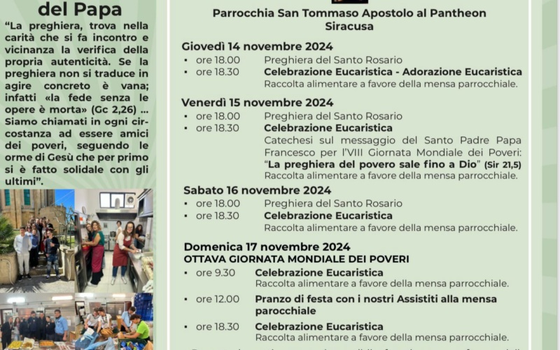 Si celebra la Giornata mondiale dei Poveri