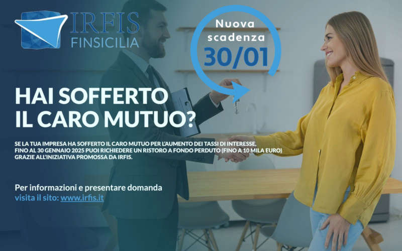 Sicilia, credito: IRFIS, rimborso mutui pmi, scadenza domande il 20/01