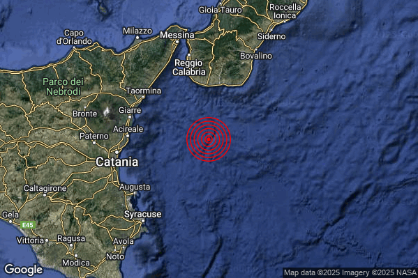 Sicilia – Scossa di terremoto nel Mar Ionio Meridionale