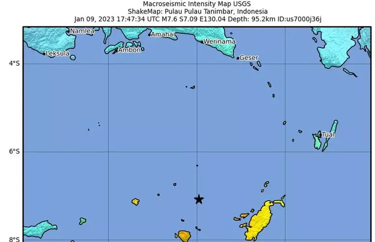 Terremoto di magnitudo 6.7 al largo Indonesia orientale,