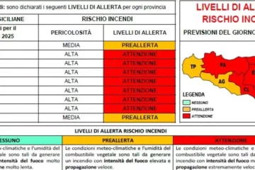 Protezione civile Sicilia, domani allerta rossa per incendi