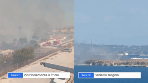 Incendio via Pindemonte e Penisola Magnisi - Priolo